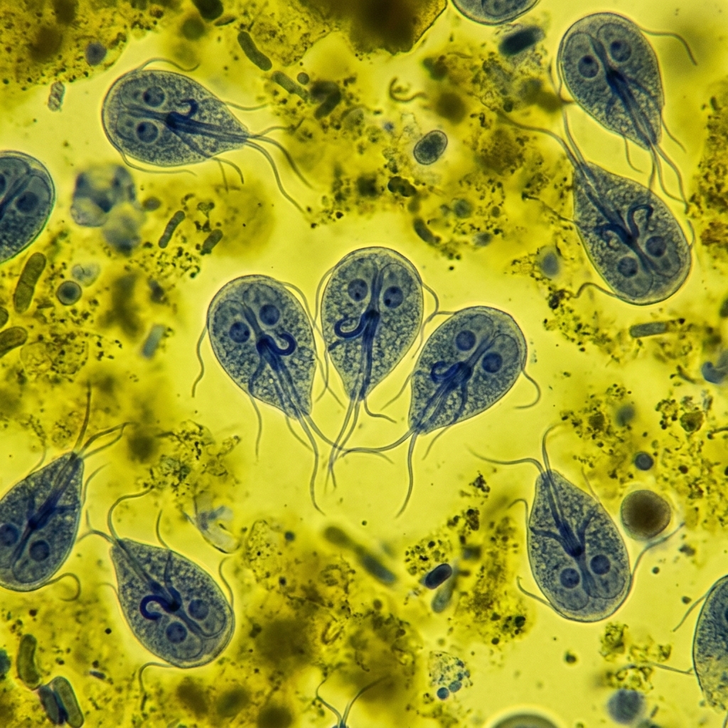 Giardia lamblia bajo el microscopio